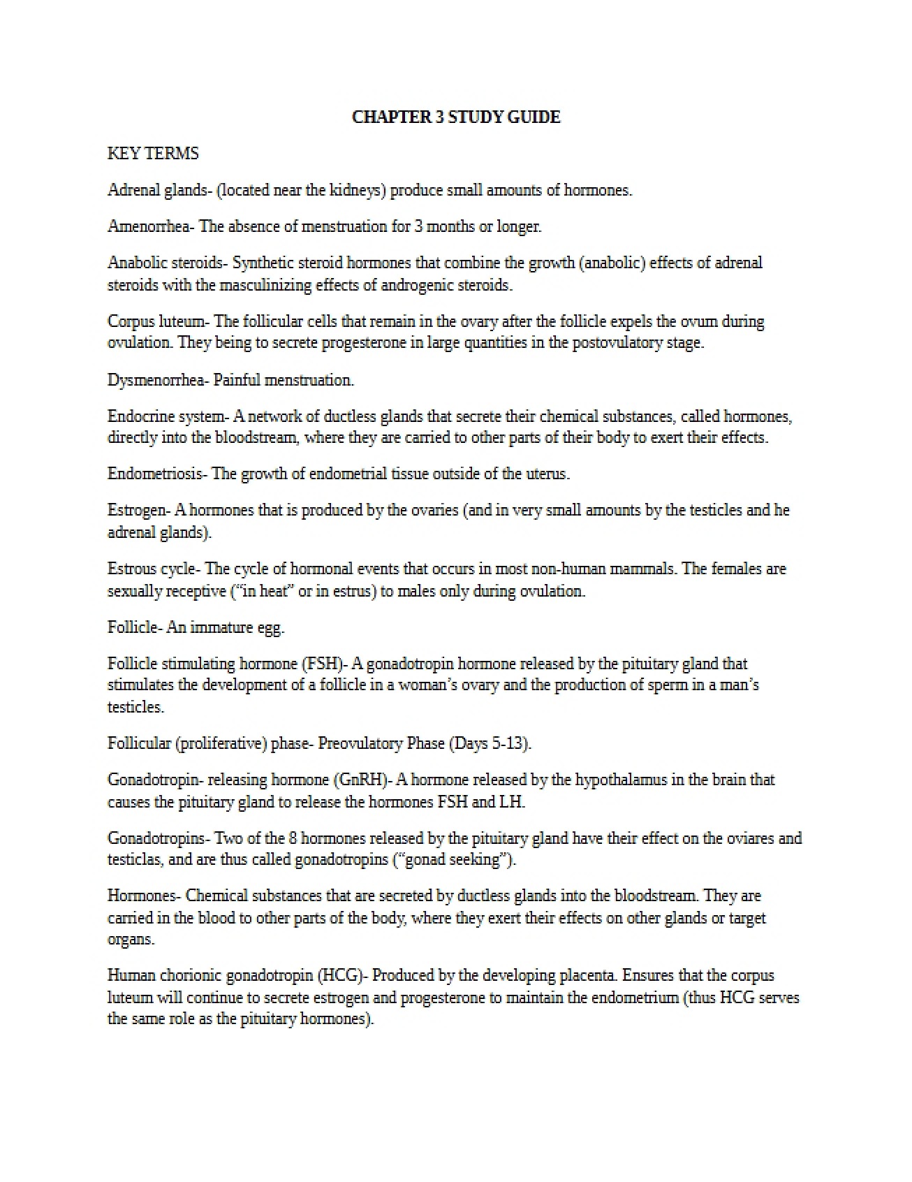 Guide for Chapter Three Study
