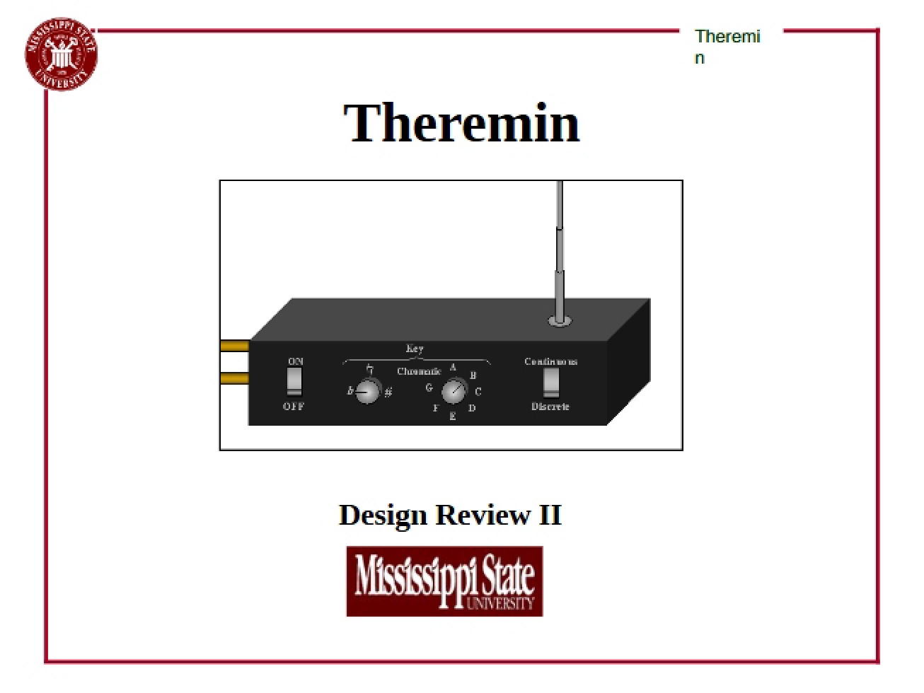 Theremin Device - EE SENIOR DESIGN II