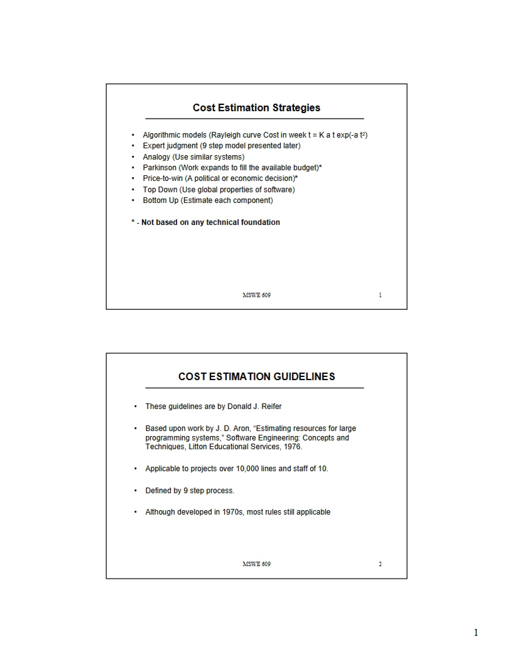 Strategies for Estimating Costs