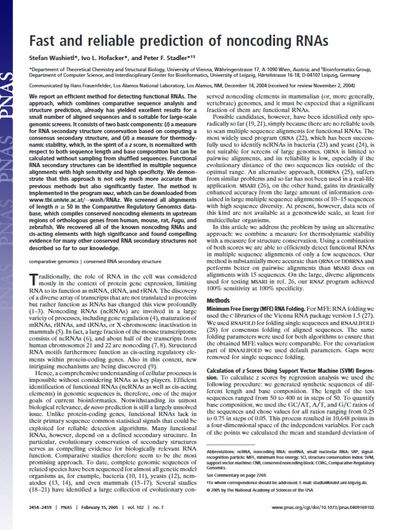 Reliable Rapid Prediction of ncRNA