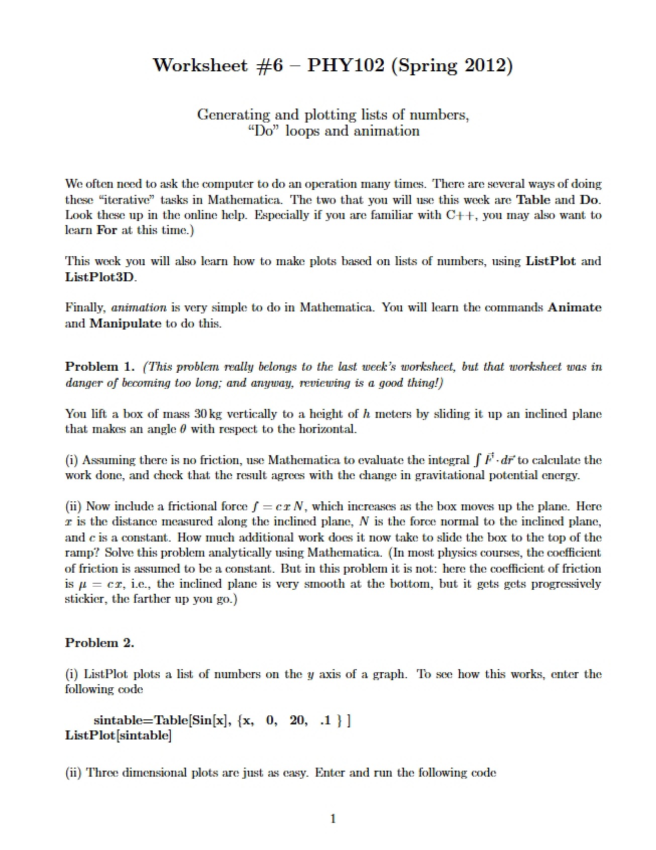 Worksheet 6