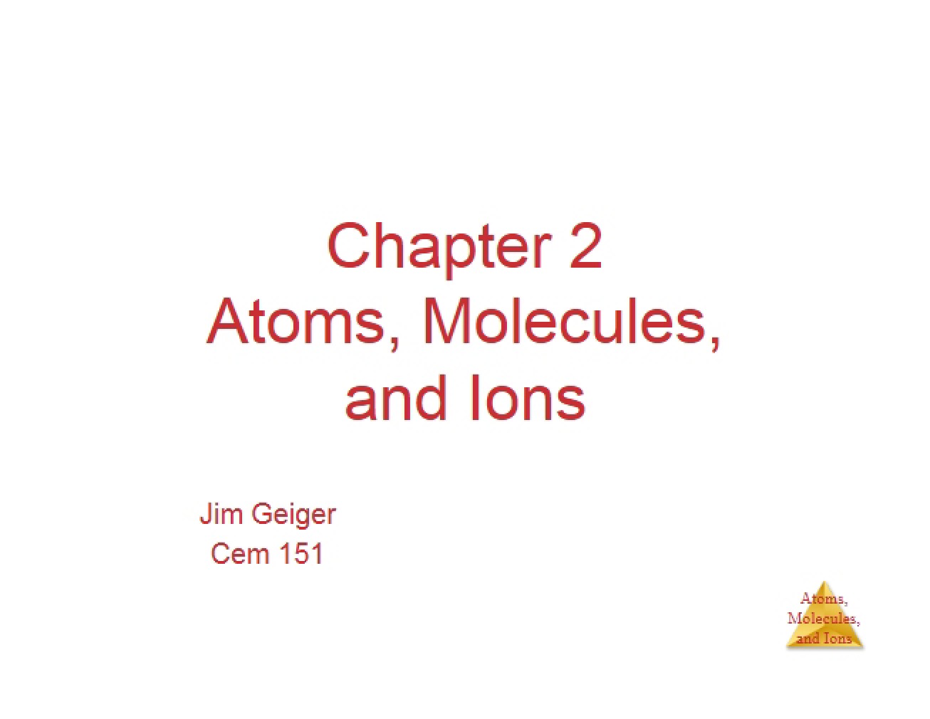 Chapter Two Lecture 2007