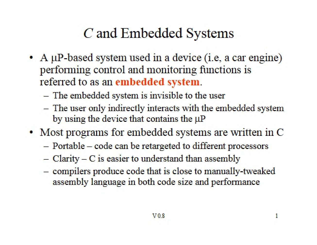 Embedded Systems Using C