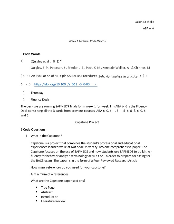 Week 1 Participation Assignment - ABA636