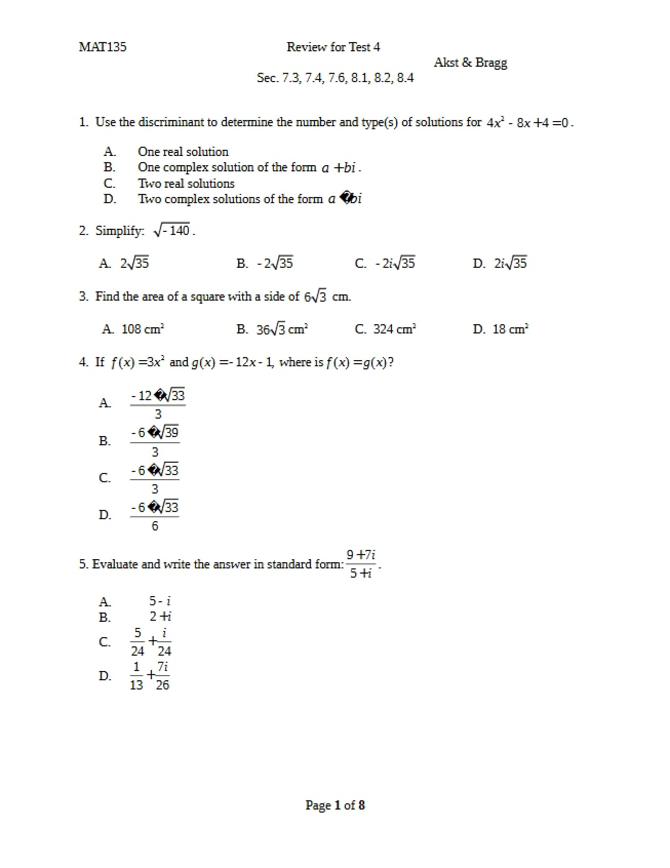 Fourth Test Review Guide