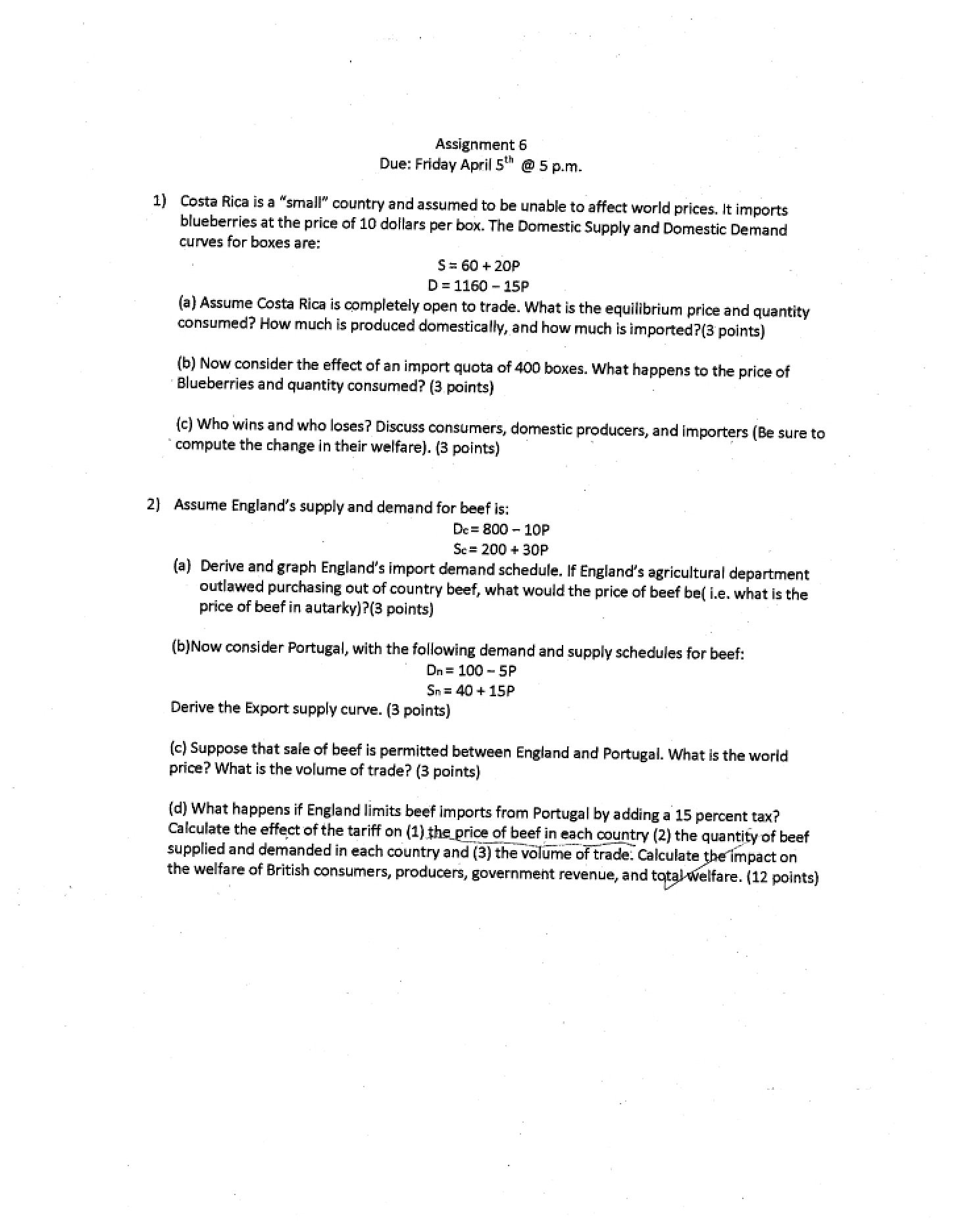 Answer Key for Problem Set 6