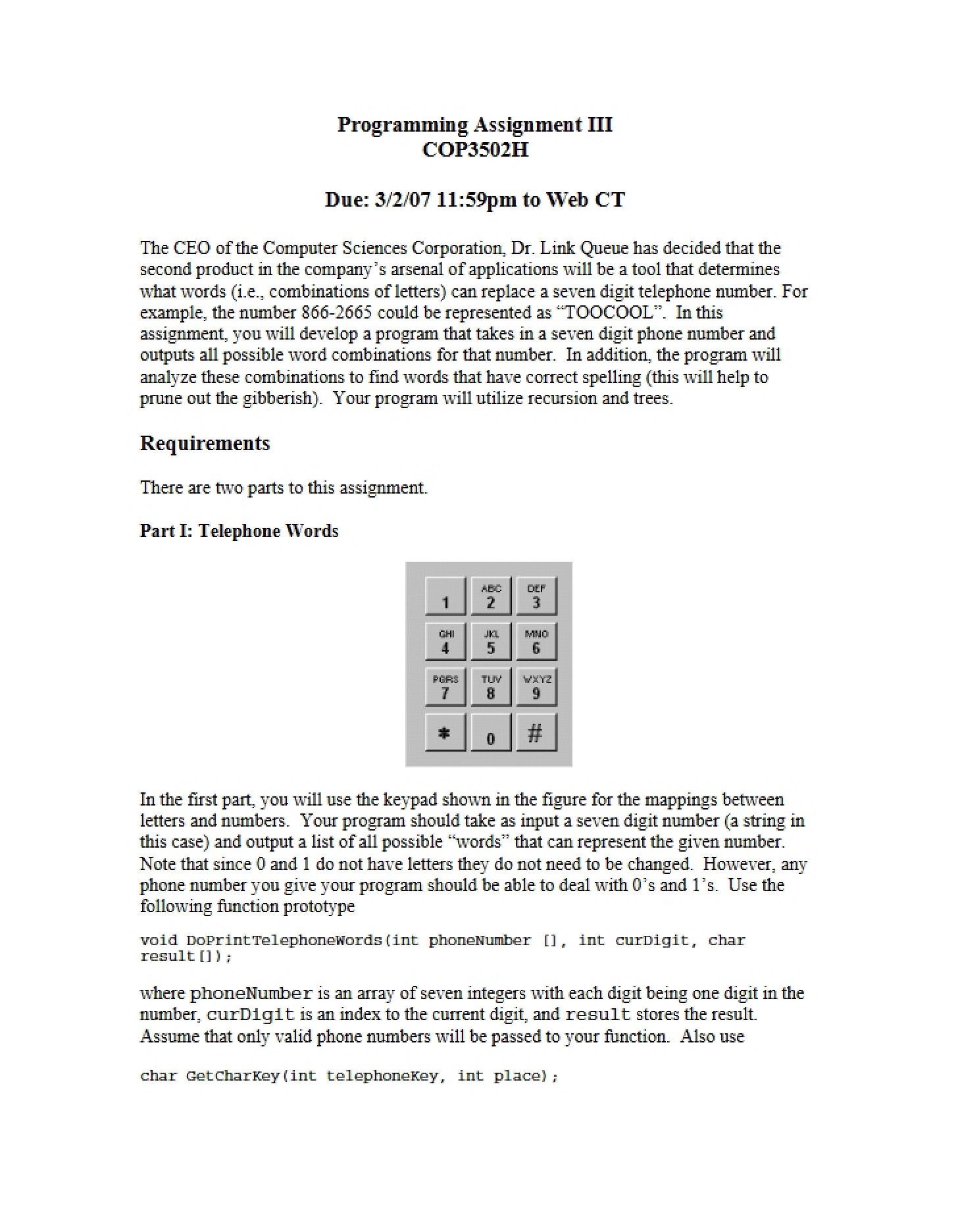 Assignment 3 (COP 3502H)