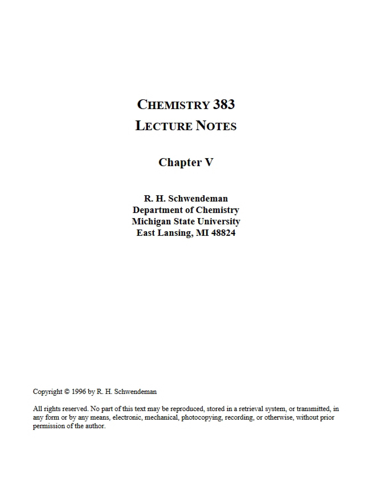 Physical Chemistry I Lecture Notes