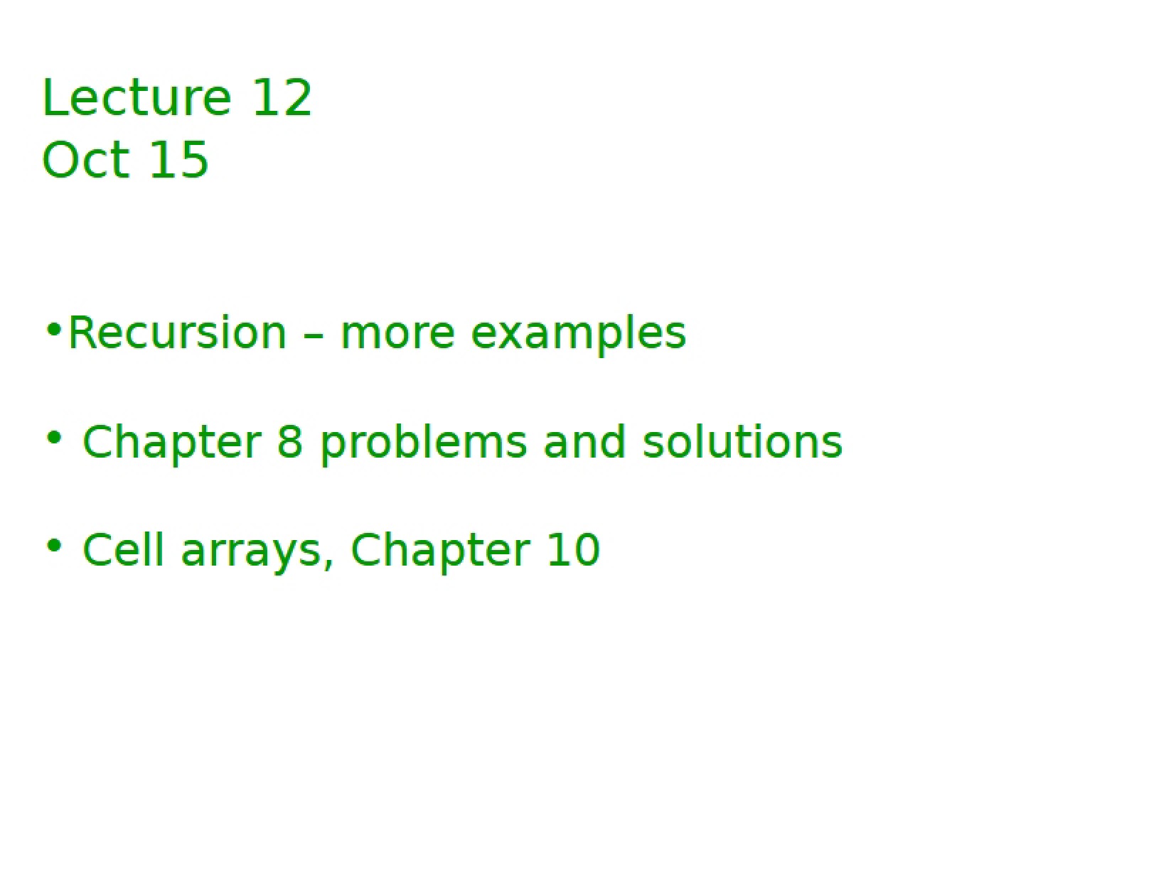 Lecture Twelve