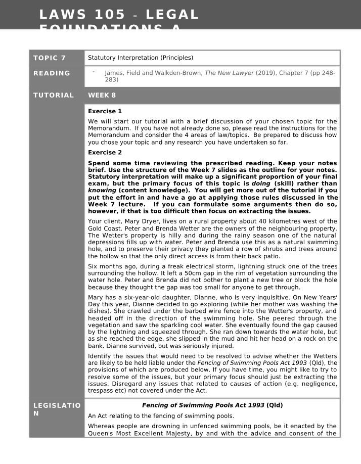 Principles of Statutory Interpretation