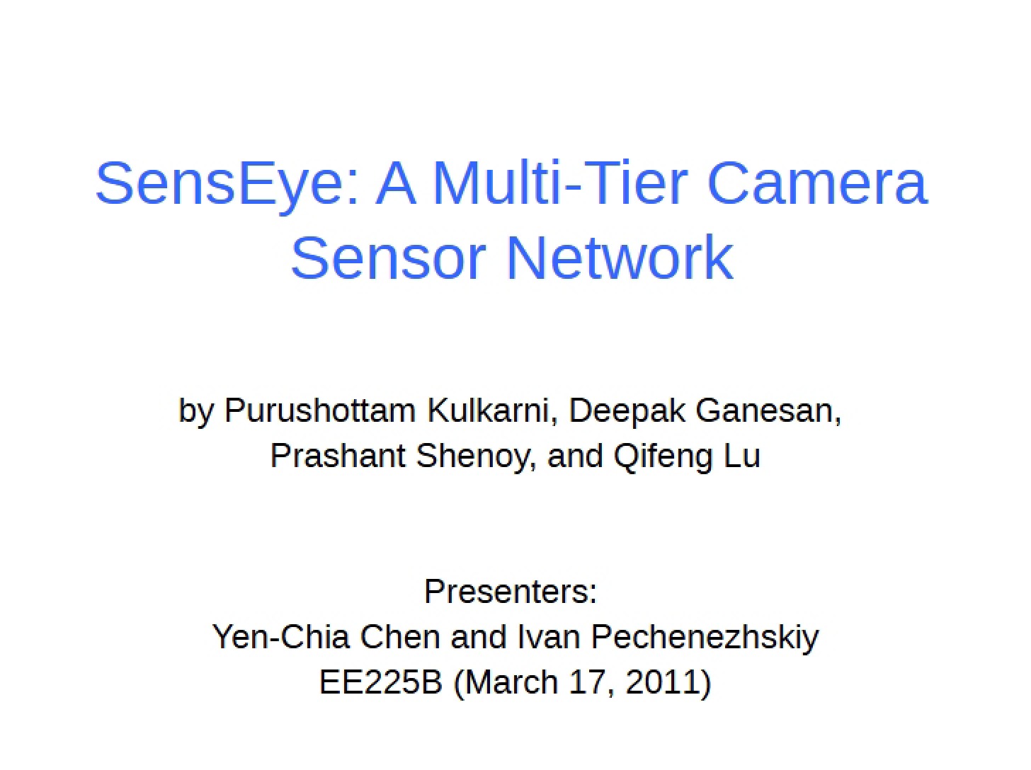 Camera Sensor Network (Multi-Tier)