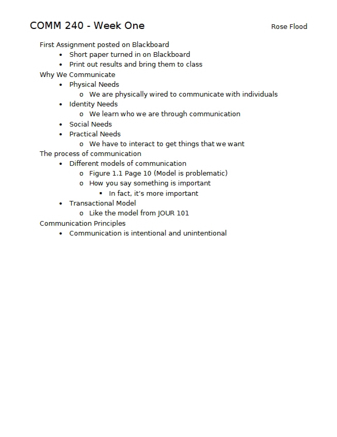 Week One Course Materials