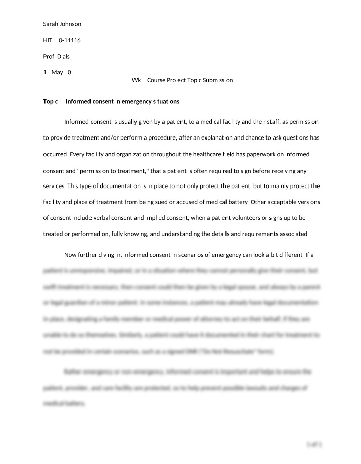 The Importance of Informed Consent for Emergency Situations