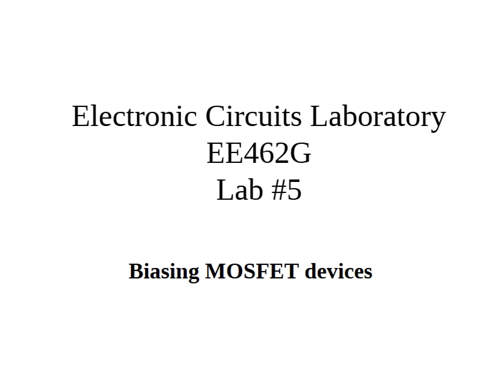 Lab Five Electronic Circuits