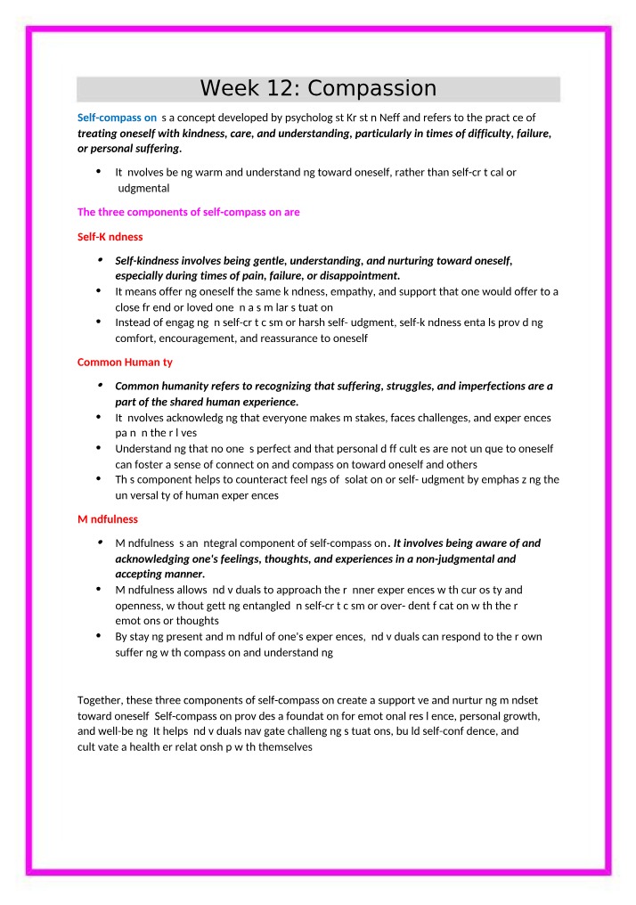 Week 12 - Compassion, Emotional Resilience, and Well-being