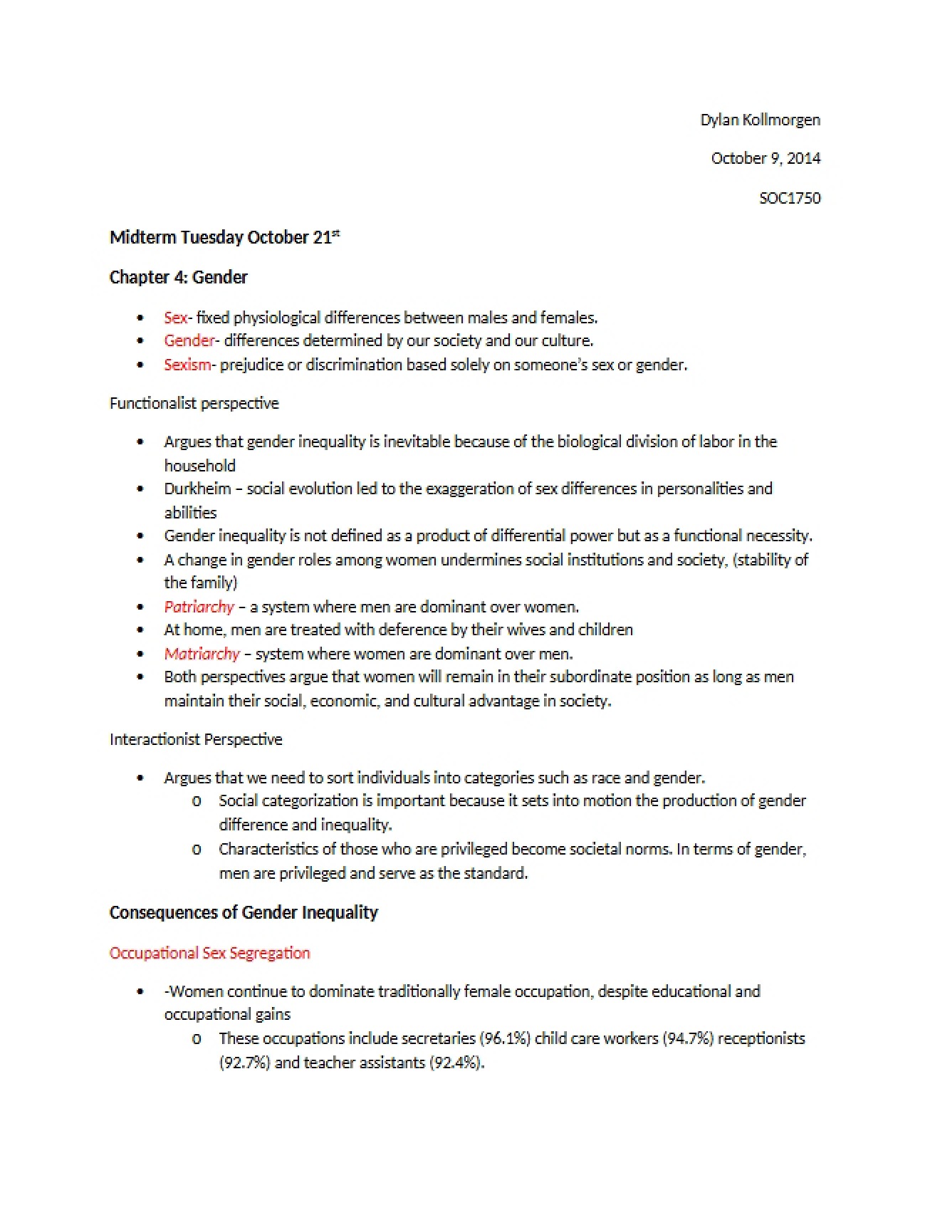 Gender Roles and Society Chapter Four
