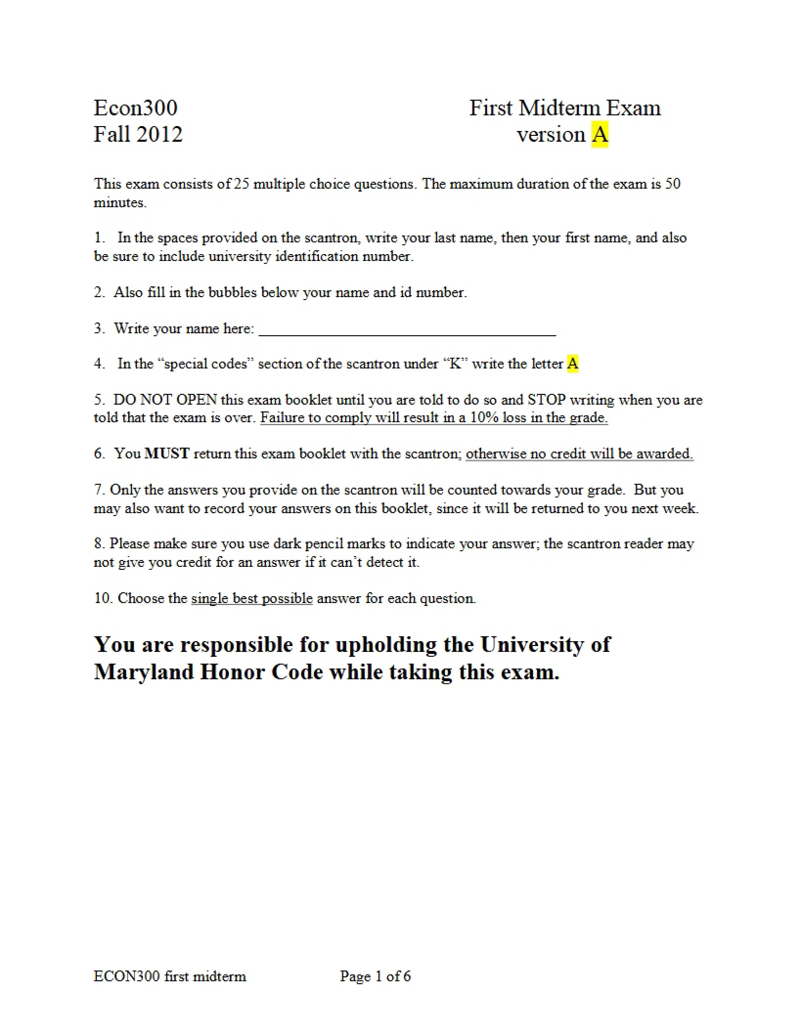 Exam First Midterm