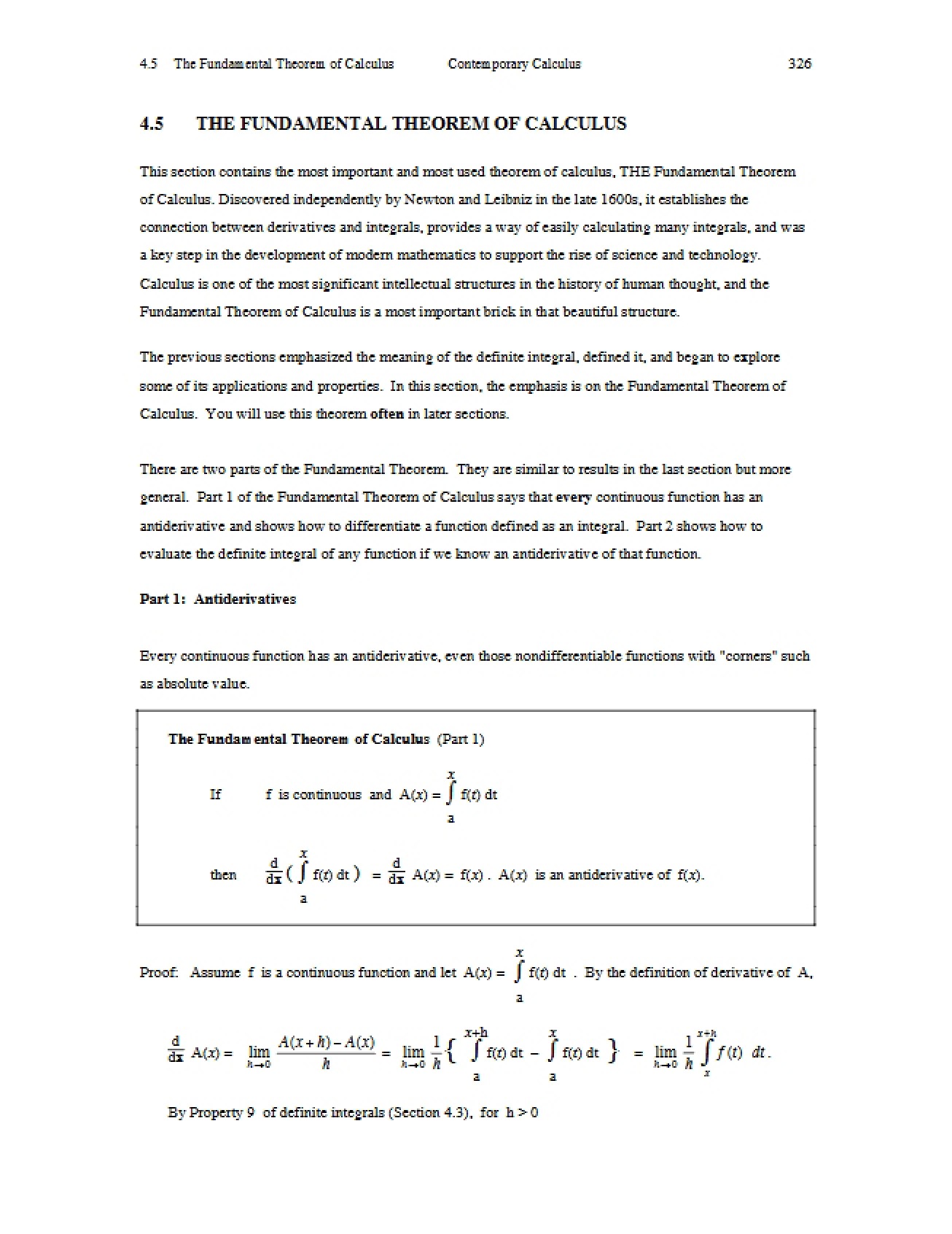 Calculus Fundamental Theorem