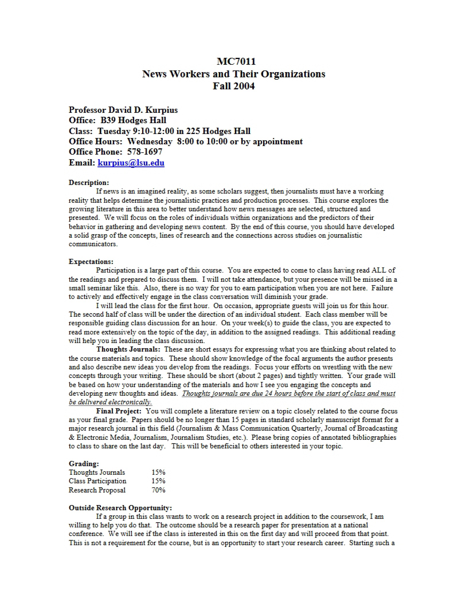 News Workers Organization Syllabus