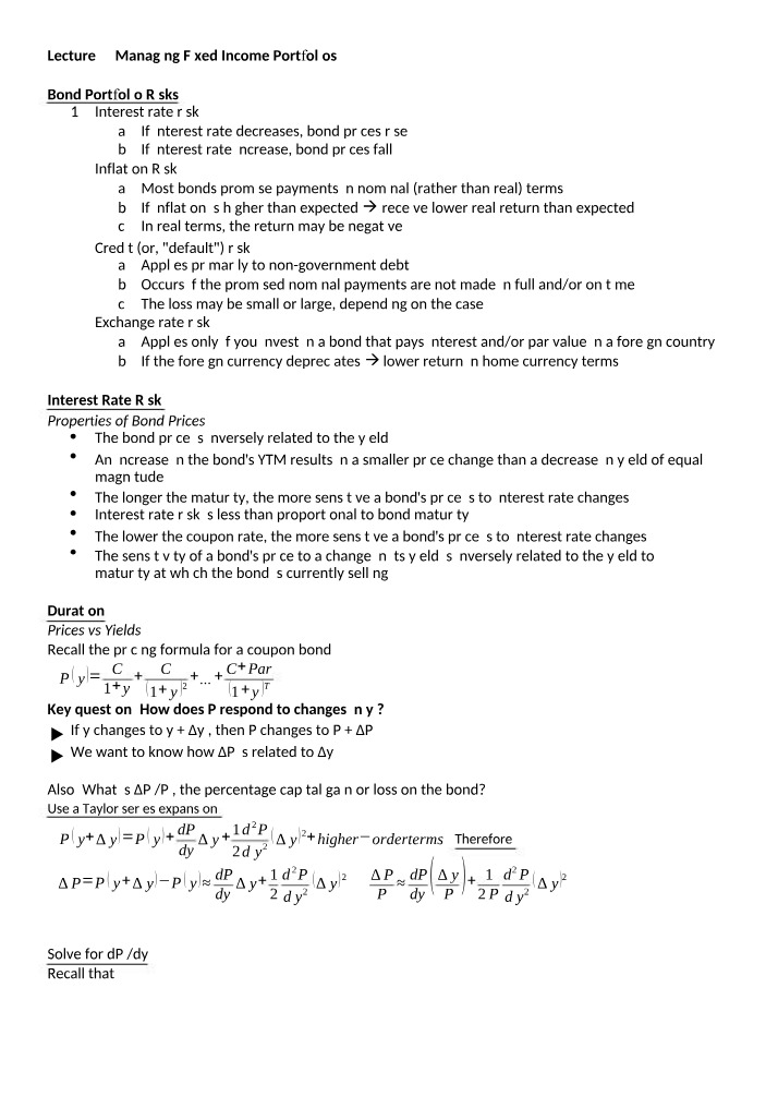 FNCE30001 - Lecture 9