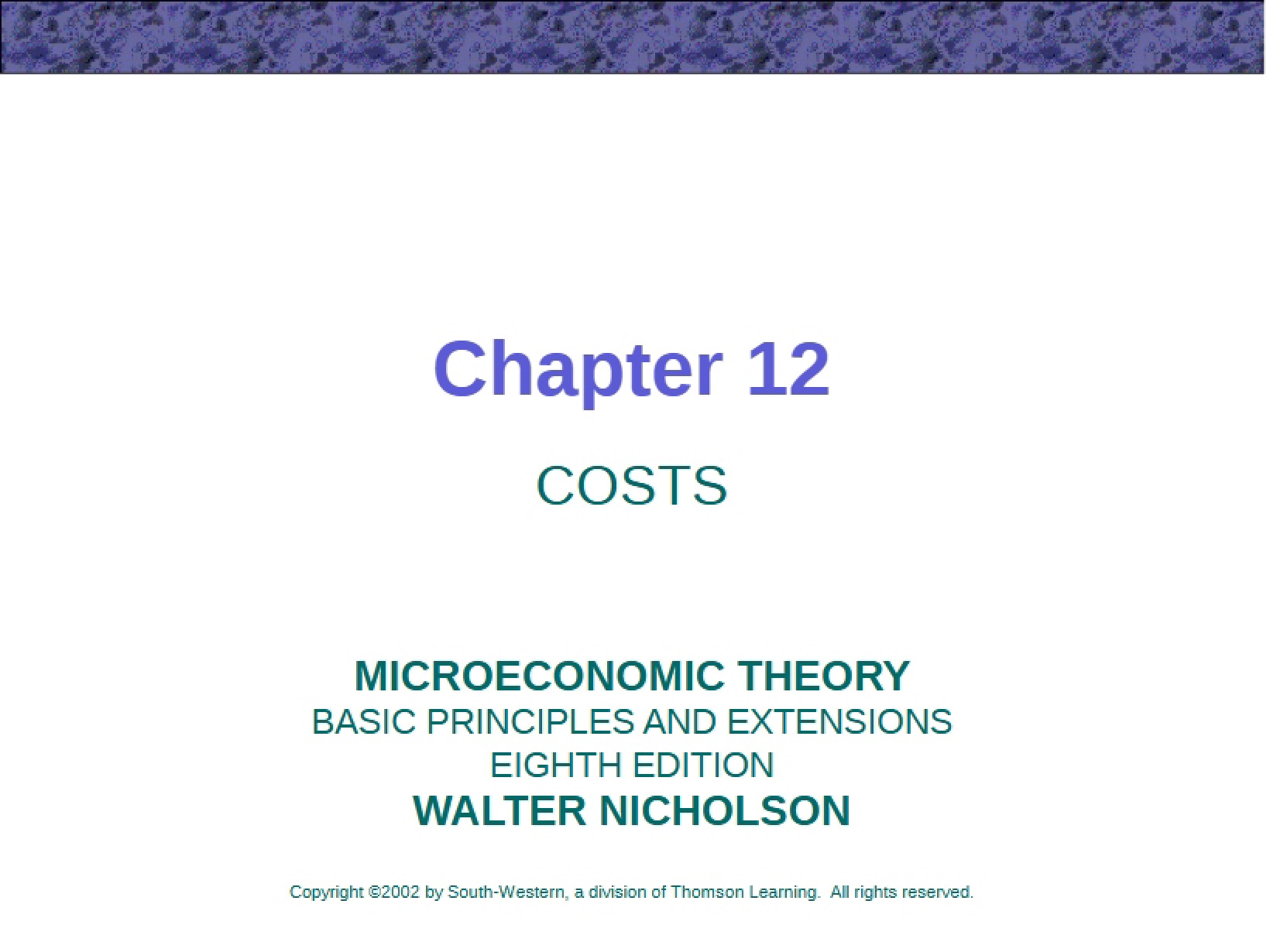 Chapter Twelve Costs
