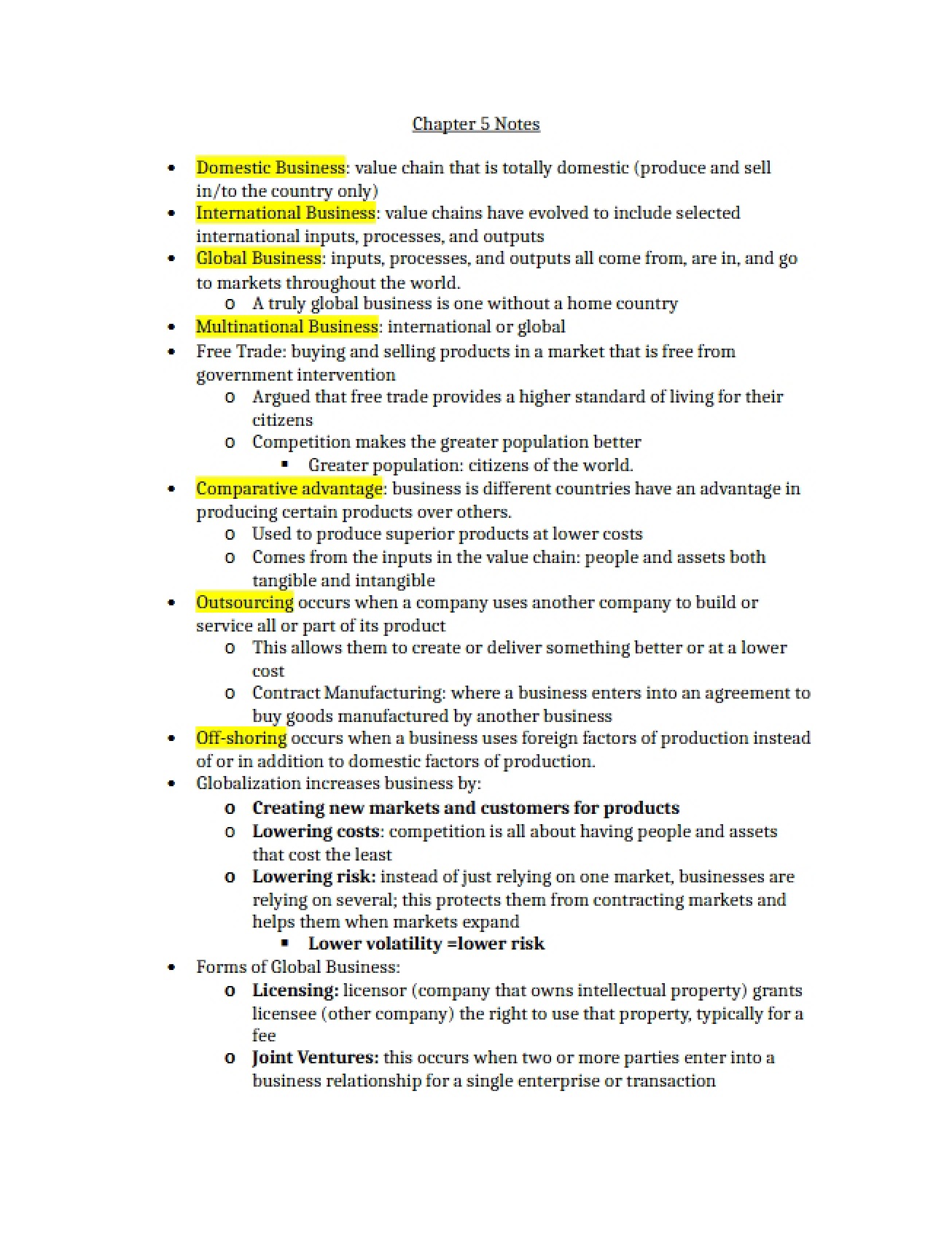 Notes Chapter 5