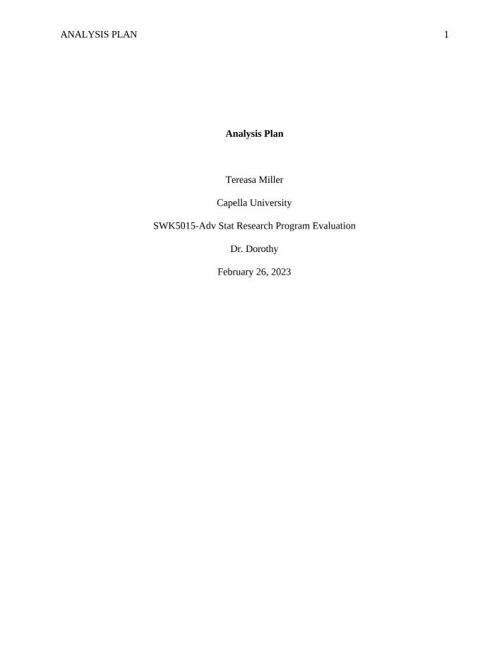 Analysis Plan for Teen Pregnancy Prevention Programs
