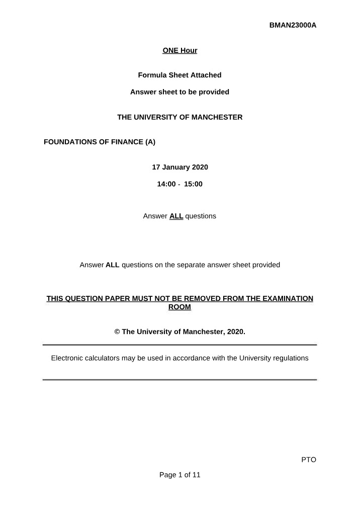BMAN23000 Actual Exam