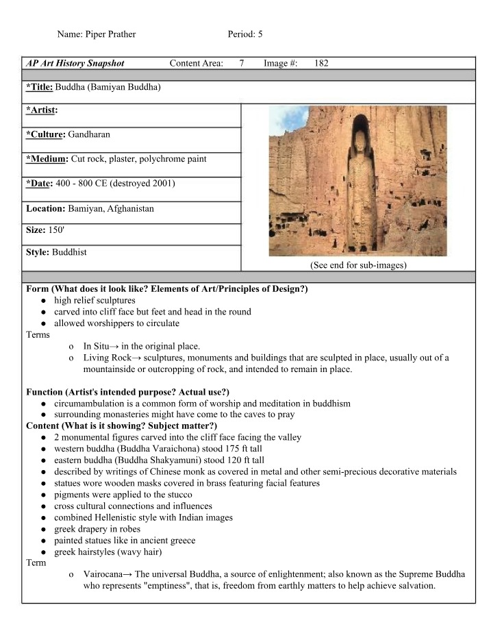 Bamiyan Buddha - AP Art History Snapshot