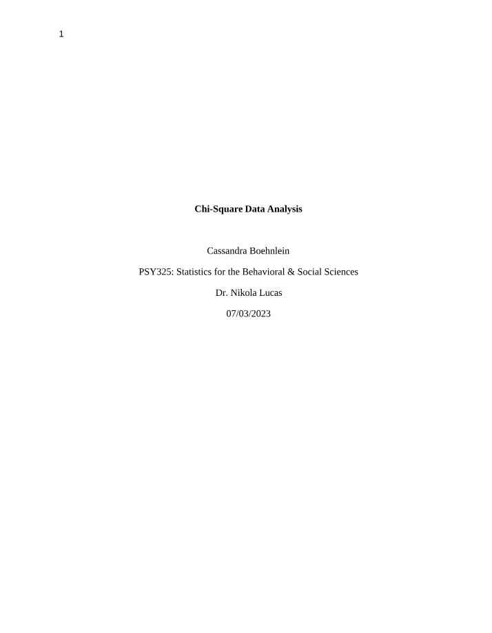 Data Analysis using Chi-Square