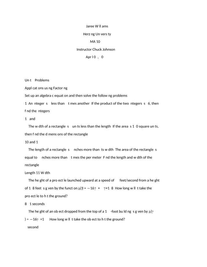Solutions for MA 109 Unit 4 Problems