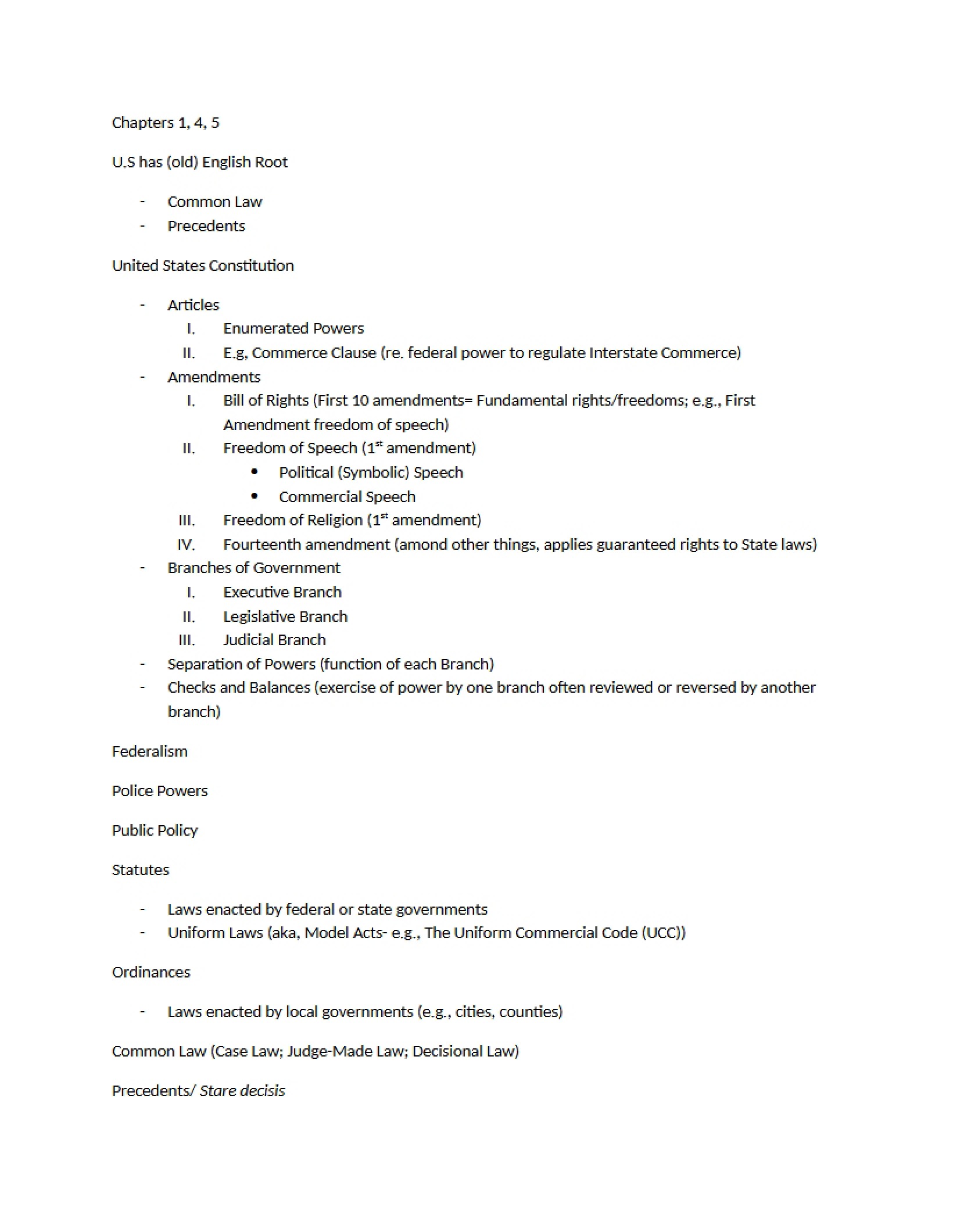 Business Law Chapters 1, 4, 5