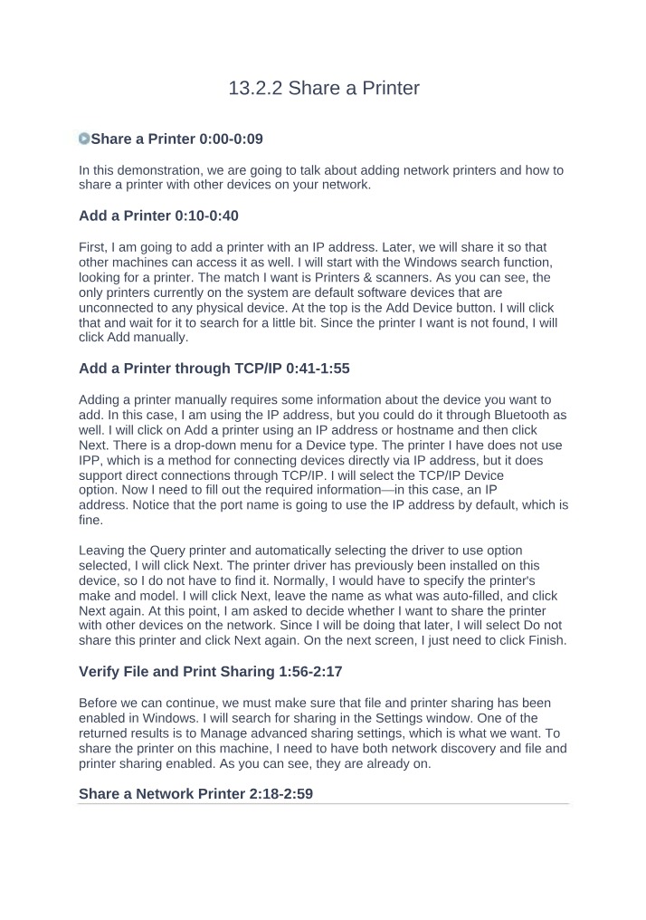 Printer Sharing Instructions
