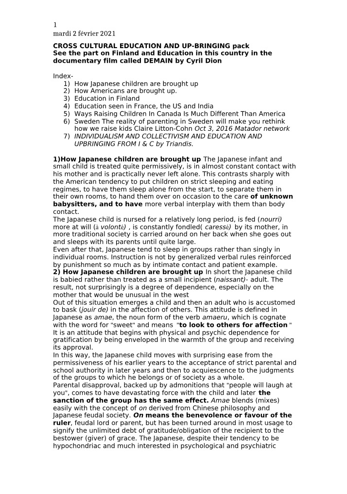 Comparative Analysis of Parenting Styles Across Cultures