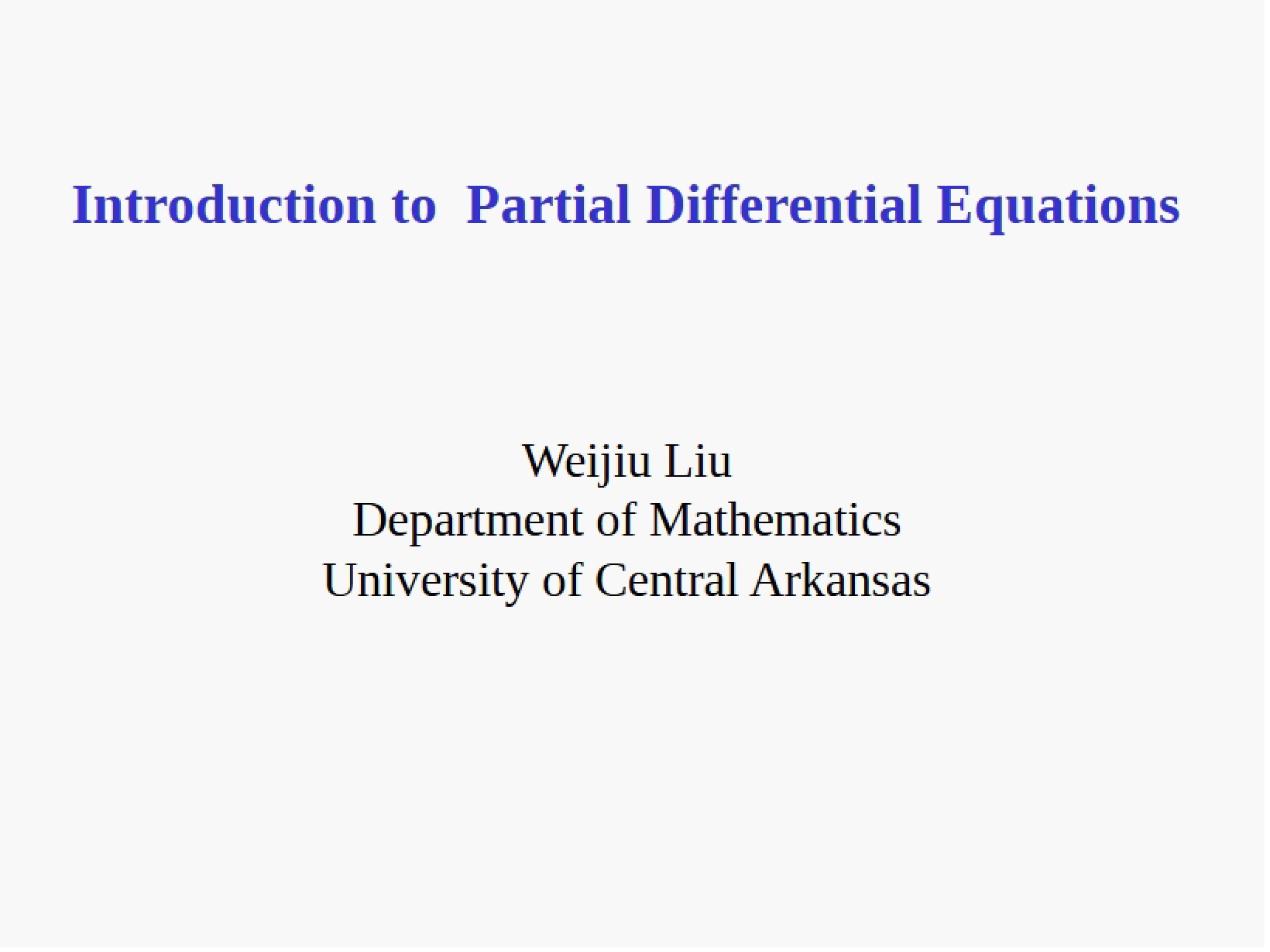 Partial Differential Equations Intro