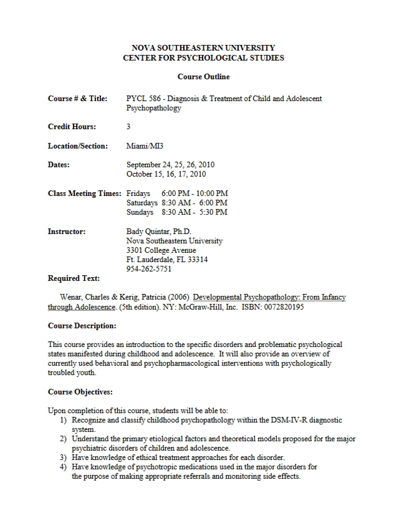 PYCL 0586 Course Plan