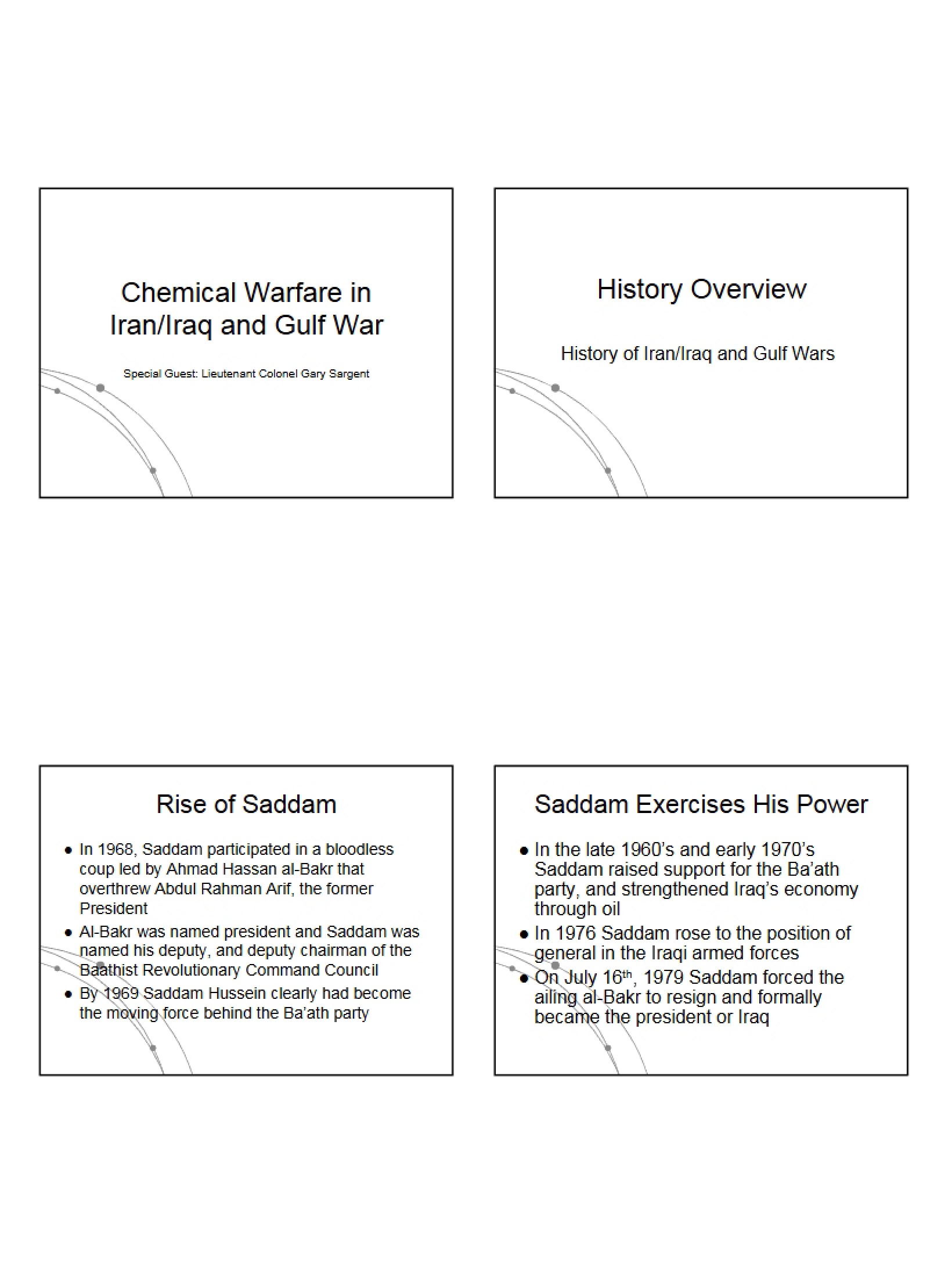 Warfare Using Chemicals