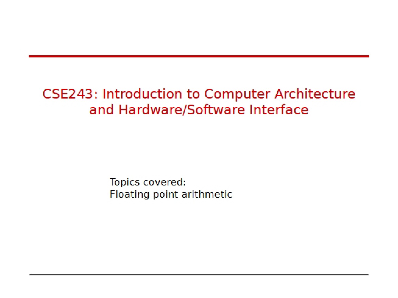 Lecture Notes (Third Instance)