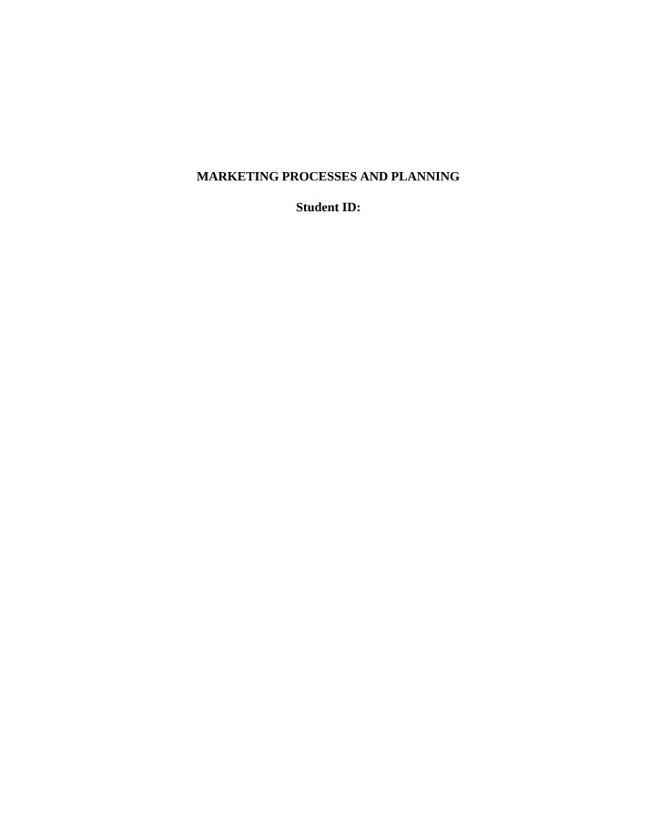 The Role of Marketing Processes and Planning