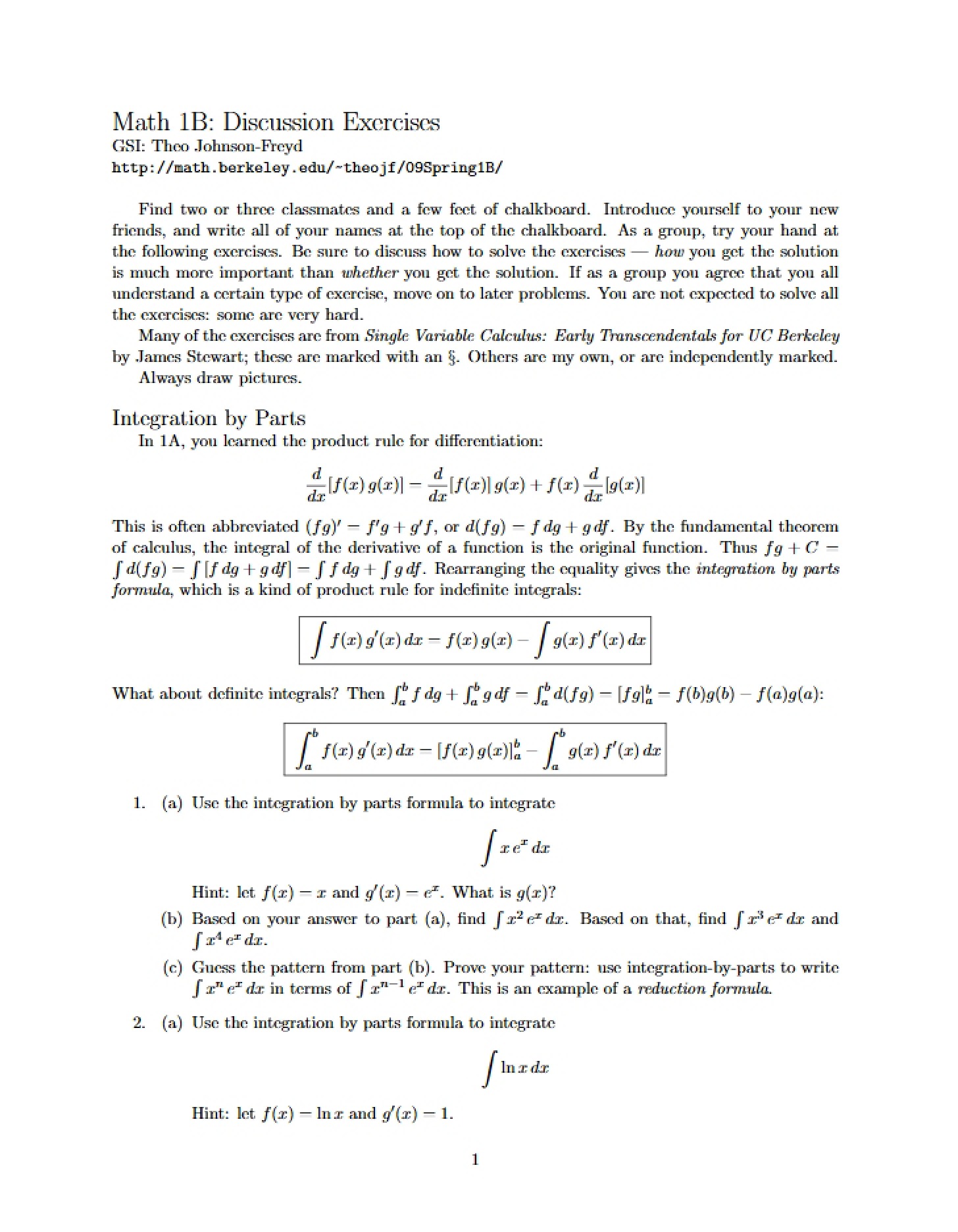 Math 1B Discussion Activity