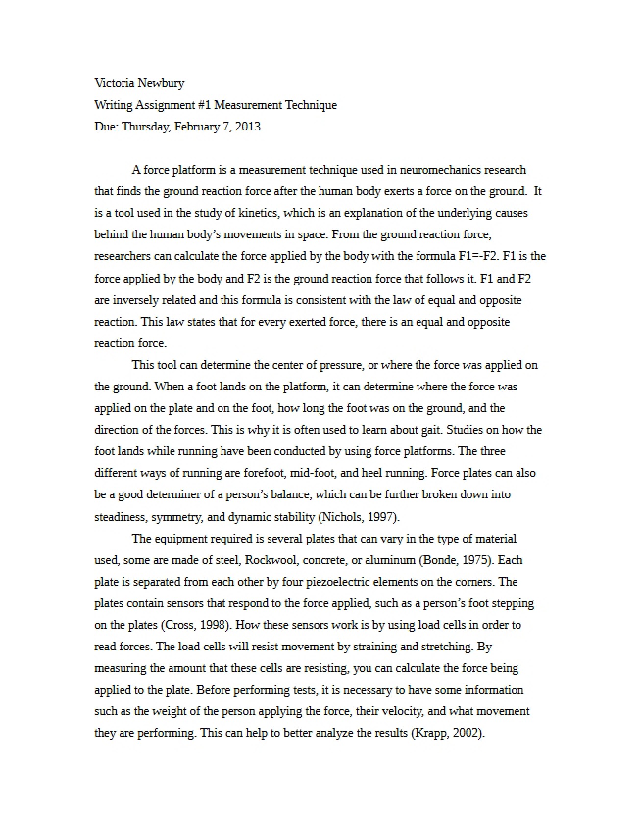First Writing Assignment (February 7, 2013)