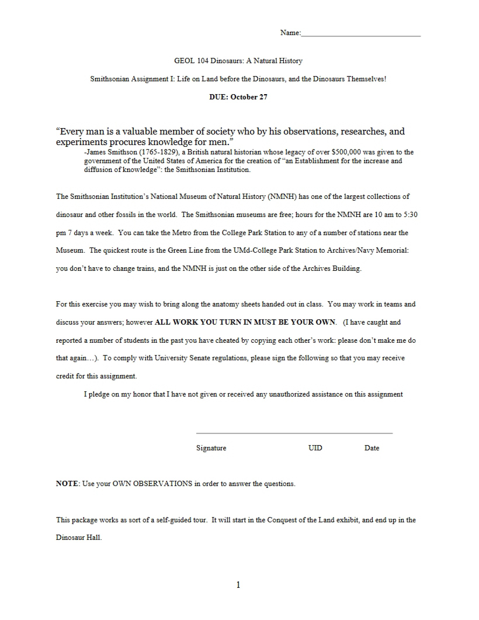 Smithsonian Assignment 1