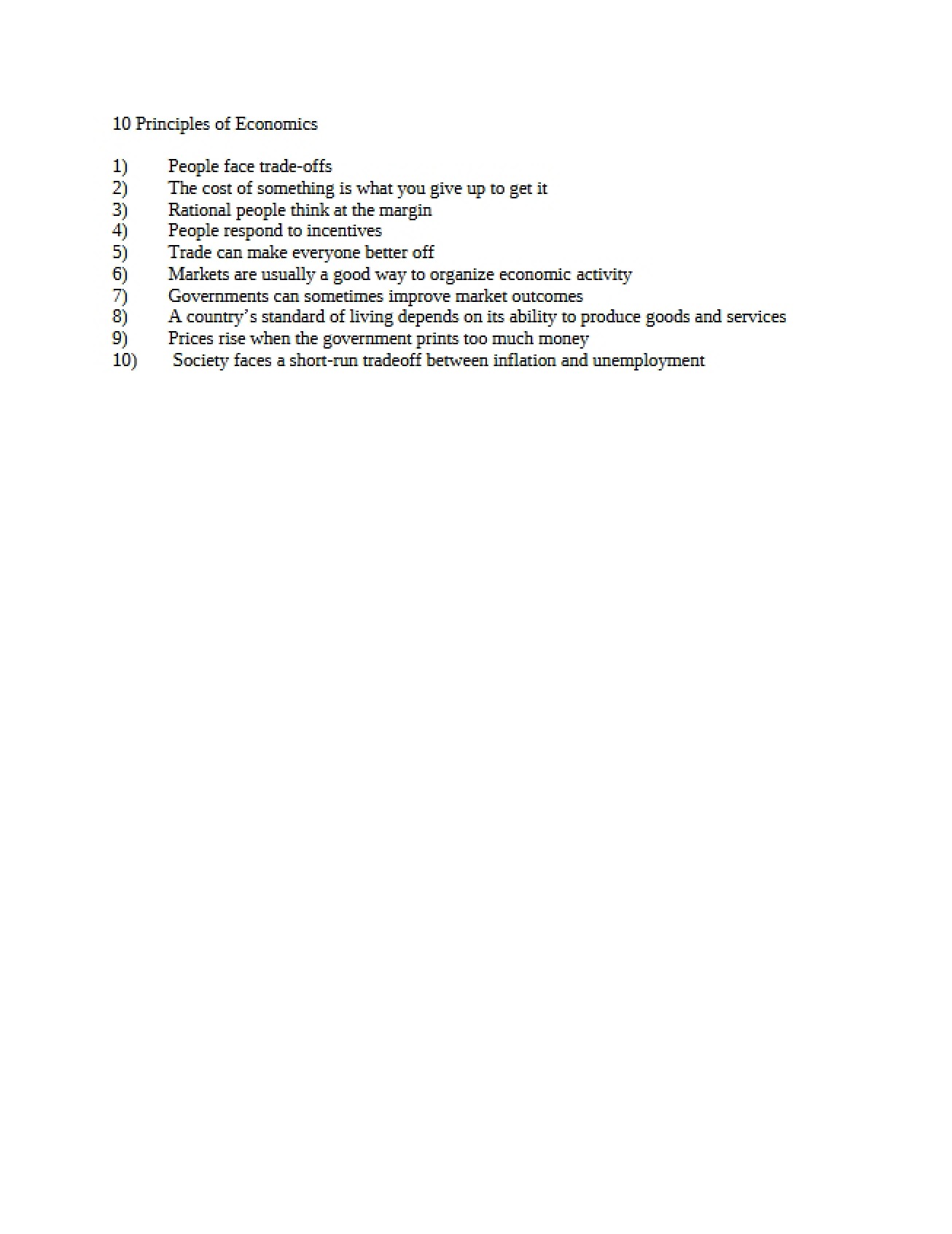 Ten Economic Principles