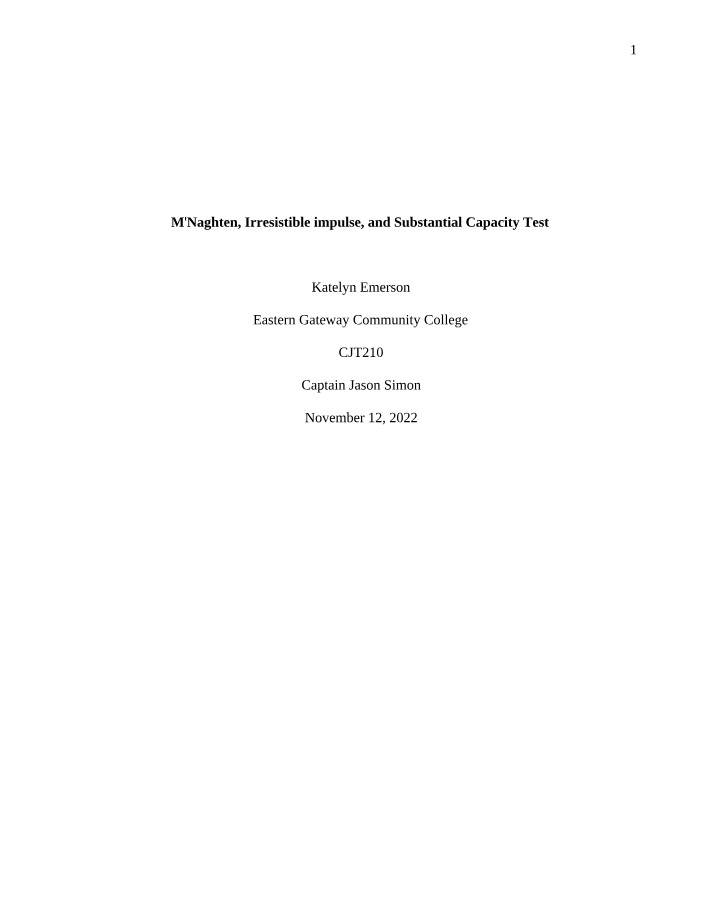 Analysis of Insanity Defense Tests