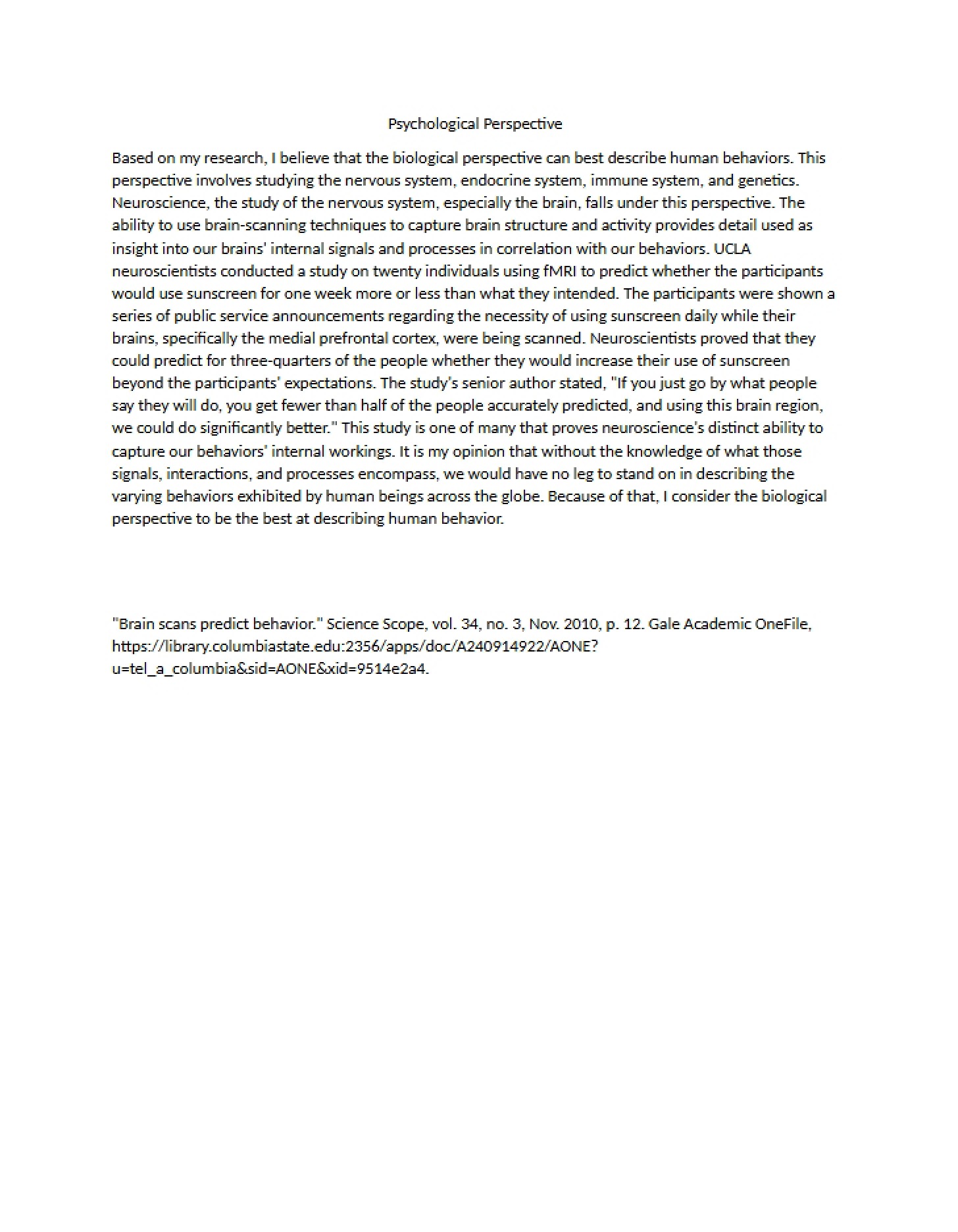 Perspectives in Psychology