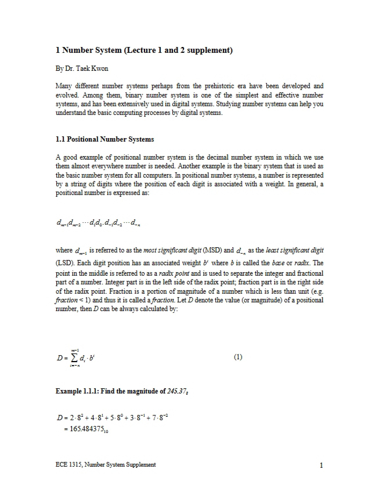 Systems of Numbers