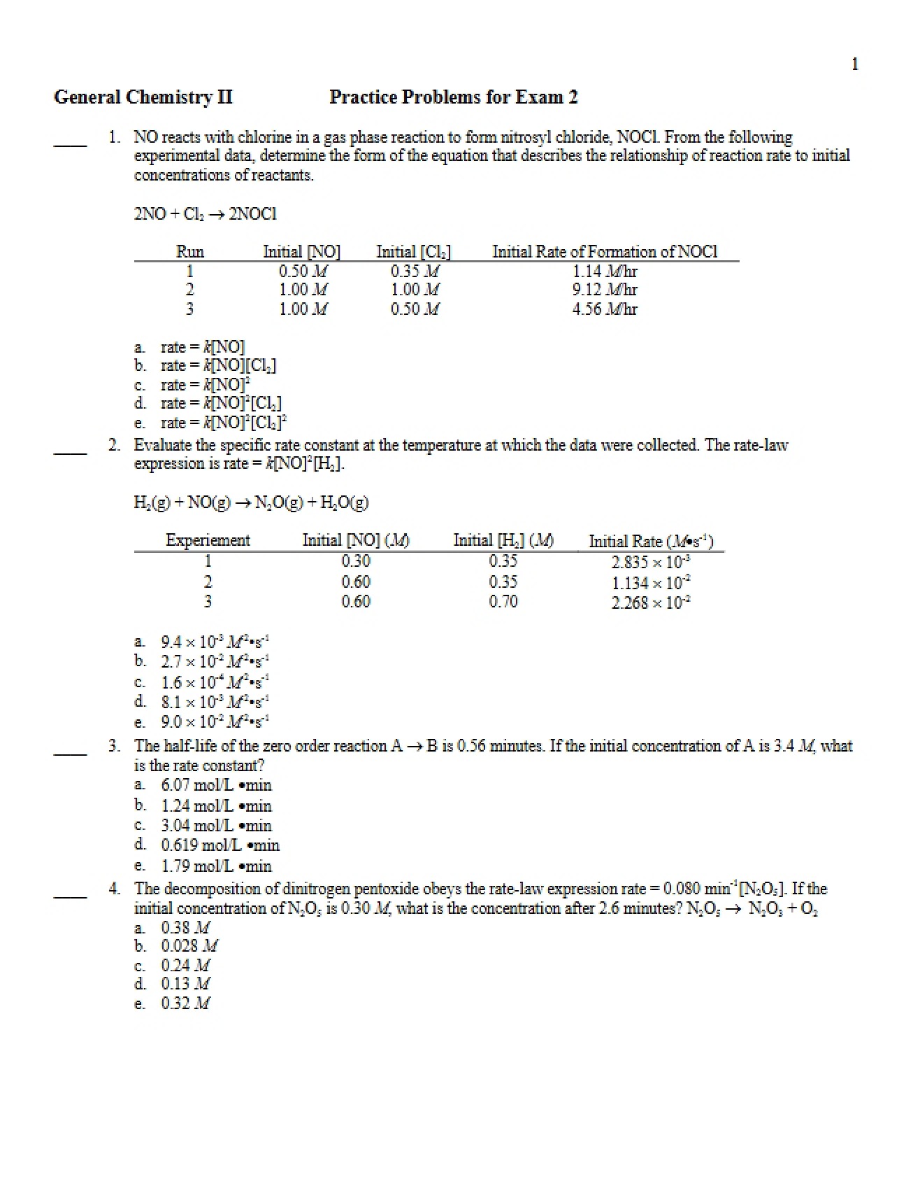 Exam 2 Practice Problems (F08)
