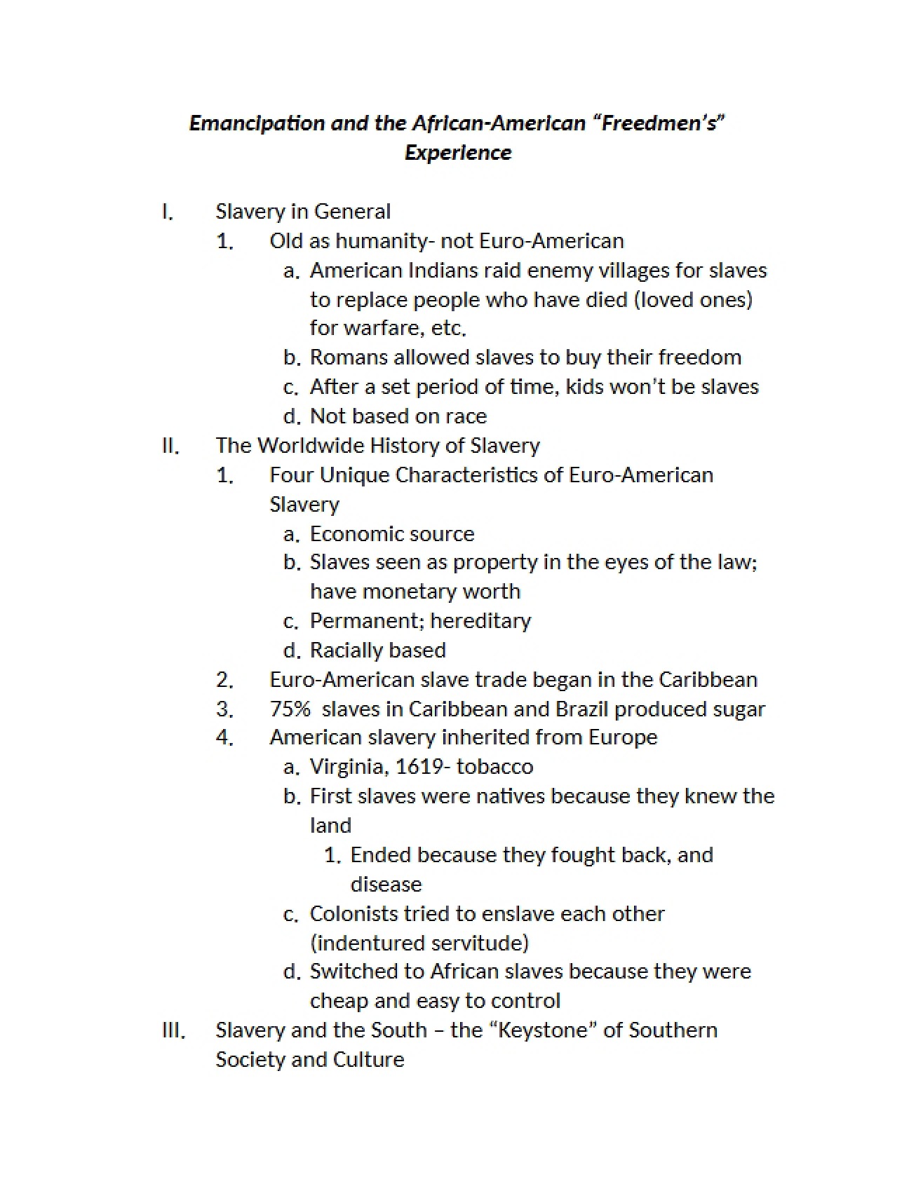Sixth Set of Lecture Notes