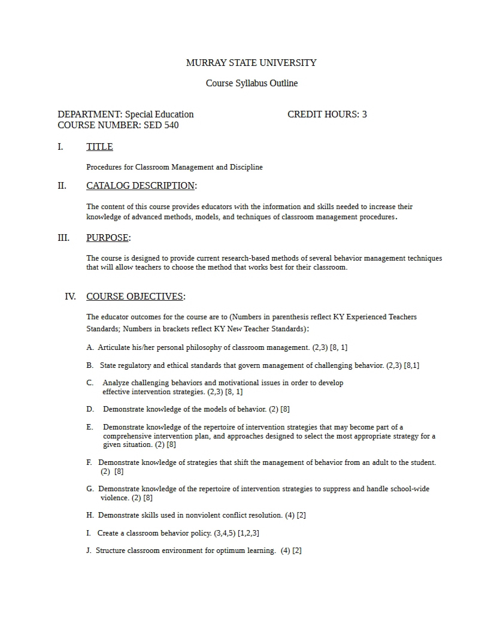 Syllabus - 3 Pages