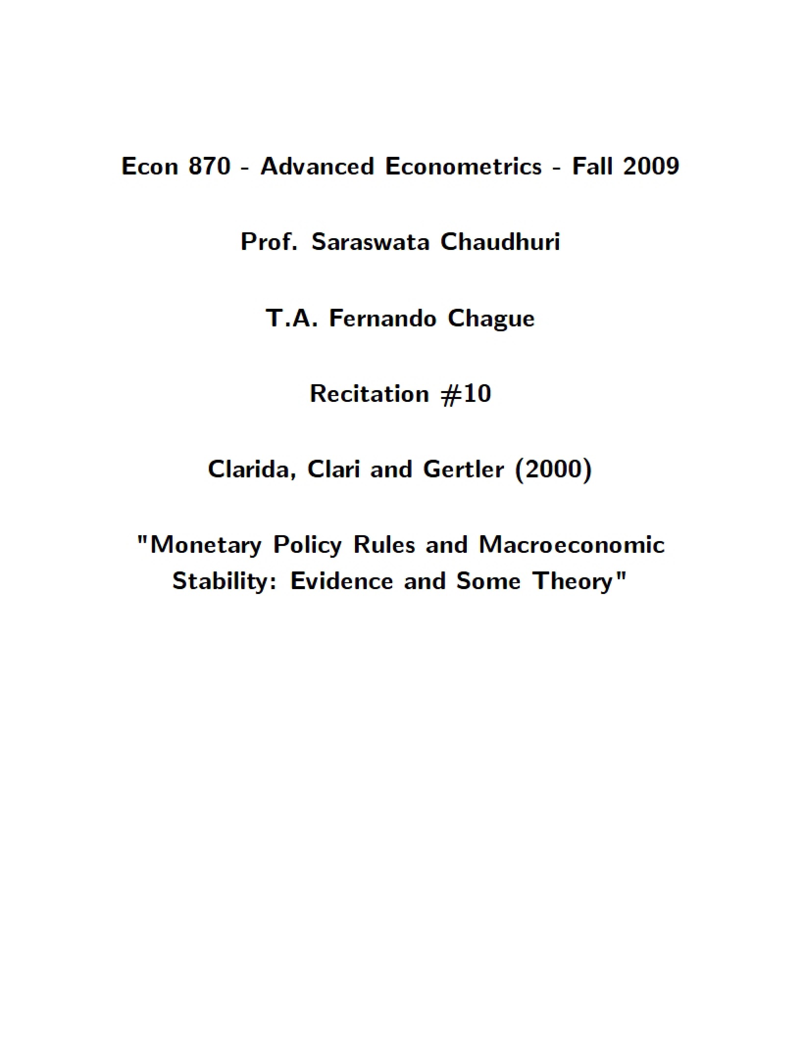 Advanced Econometrics Notes